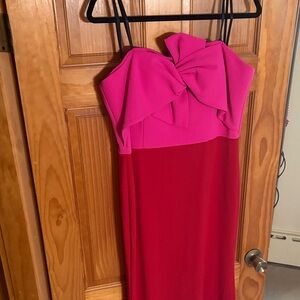 Aqua Strapless Dress in Pink and Red